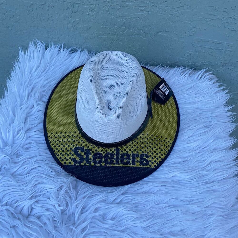 Pittsburgh Steelers NFL Black Straw Hat Sports Theme One Size